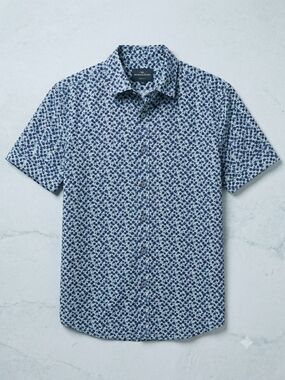Rodd & Gunn Sports Fit Blue Green Dot Button Up Shirt XL Casual